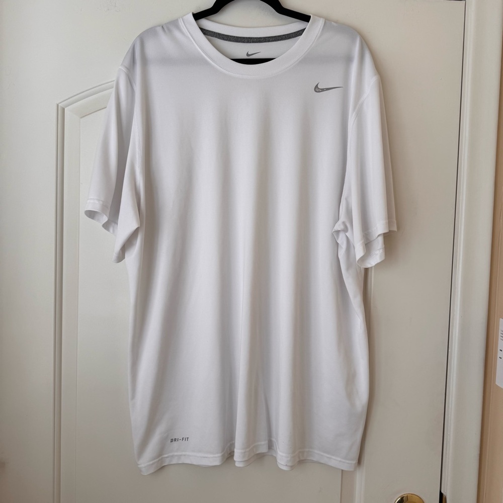 Nike Mens White Dri-FIT Short Sleeve Shirt Size XXL